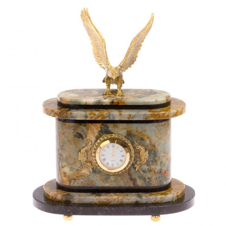 Часы "Орел" из офиокальцита и бронзы