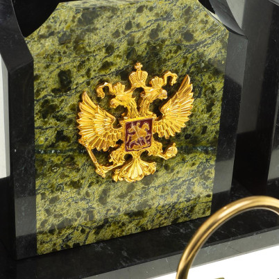 Настольный набор из змеевика &quot;Грани&quot; с гербом РФ