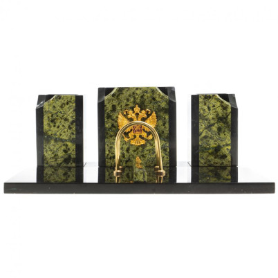 Настольный набор из змеевика &quot;Грани&quot; с гербом РФ