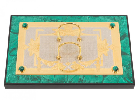 Настольный набор "Георгий Победоносец" из натурального малахита