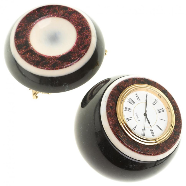 Настольные часы "Шар Антистресс" из черного змеевика 10 см