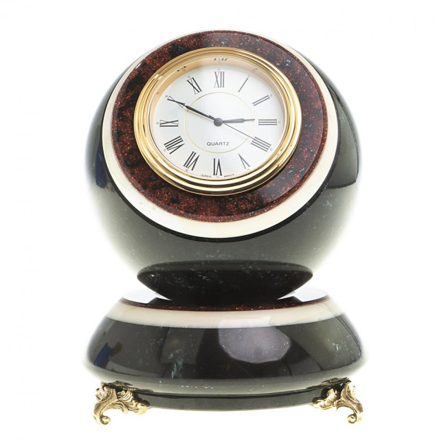 Настольные часы "Шар Антистресс" из черного змеевика 10 см