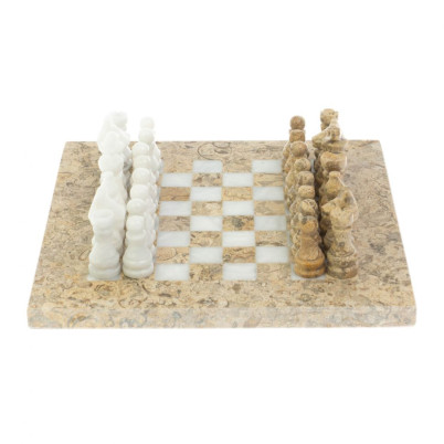 Шахматы &quot;Сувенирные&quot; из ракушечника и белого мрамора доска 20х20 см