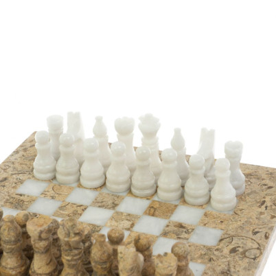 Шахматы &quot;Сувенирные&quot; из ракушечника и белого мрамора доска 20х20 см
