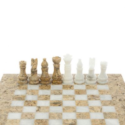Шахматы &quot;Сувенирные&quot; из ракушечника и белого мрамора доска 20х20 см
