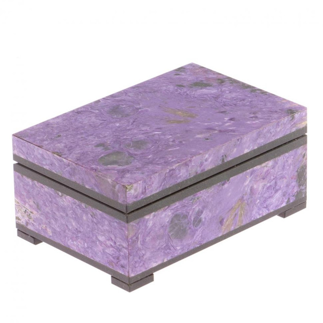 Шкатулка из камня чароит 9,5х6,5х4,5 см
