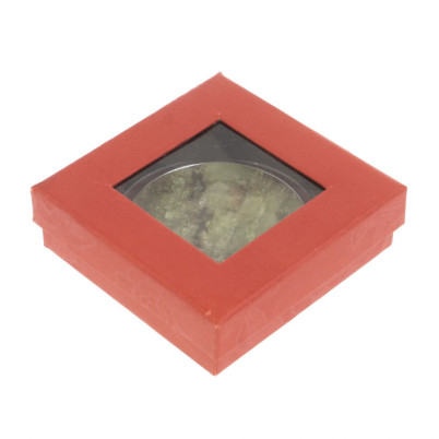 Зеркало круглое из камня желтый апатит цвет серебро