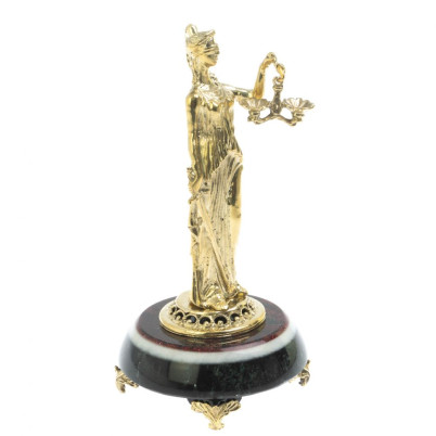 Статуэтка из бронзы &quot;Фемида&quot; на подставке из черного змеевика и мрамора