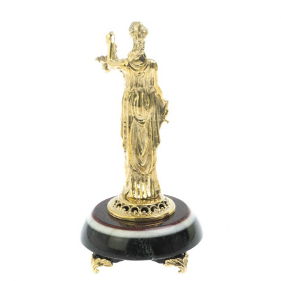Статуэтка из бронзы &quot;Фемида&quot; на подставке из черного змеевика и мрамора