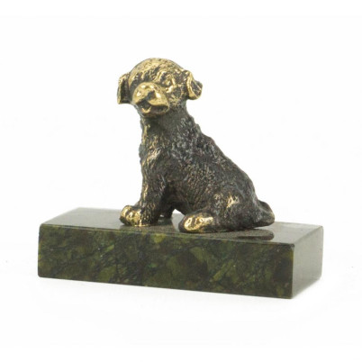 Статуэтка &quot;Собачка малая №2&quot; бронза змеевик