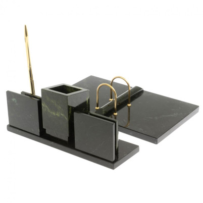 Письменный настольный набор &quot;Менеджер&quot; из змеевика с гербом РФ