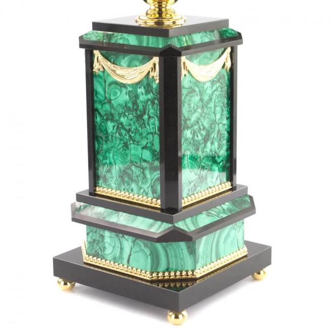 Письменный набор "Сенатор" с лампой камень малахит Златоуст