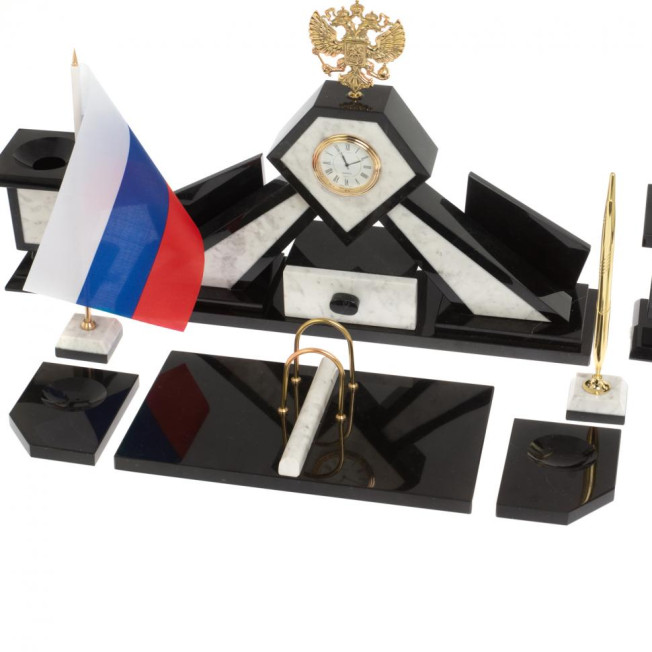 Настольный набор &quot;Герб&quot; из мрамора