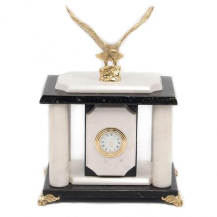 Часы "Орел" бронза мрамор змеевик