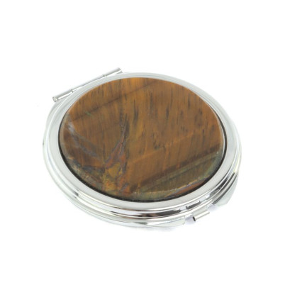 Зеркальце круглое из тигрового глаза цвет серебро