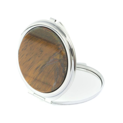 Зеркальце круглое из тигрового глаза цвет серебро