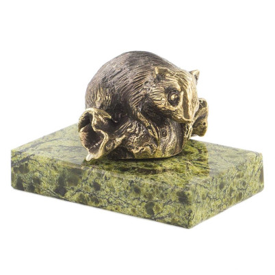 Статуэтка &quot;Мышка на конфете&quot; бронза змеевик