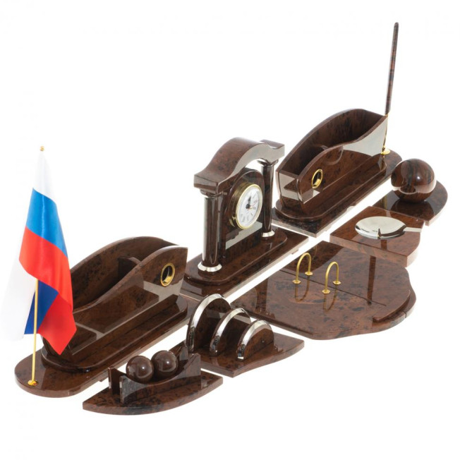 Настольный набор &quot;Арка&quot; камень обсидиан