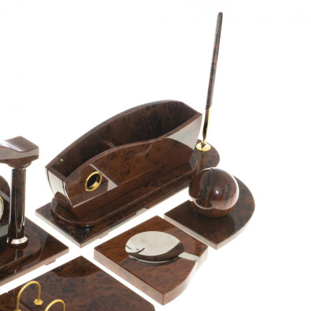 Настольный набор "Арка" камень обсидиан