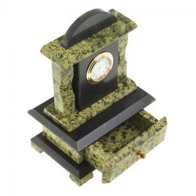 Часы со шкатулкой из натурального змеевика