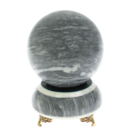 Шар "Антистресс" 10,5 из серого мрамора на подставке 10,5х10,5х15,5 см