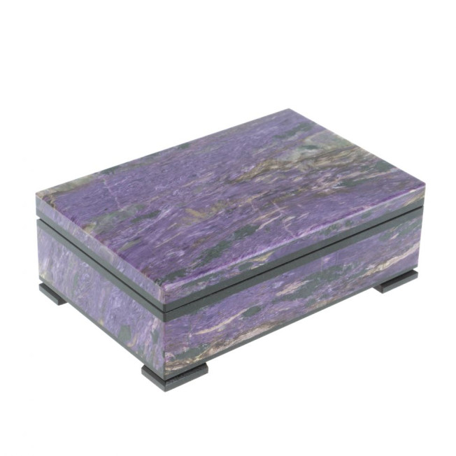 Шкатулка из камня чароит 12х8х4 см