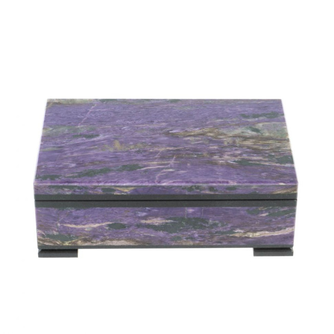 Шкатулка из камня чароит 12х8х4 см