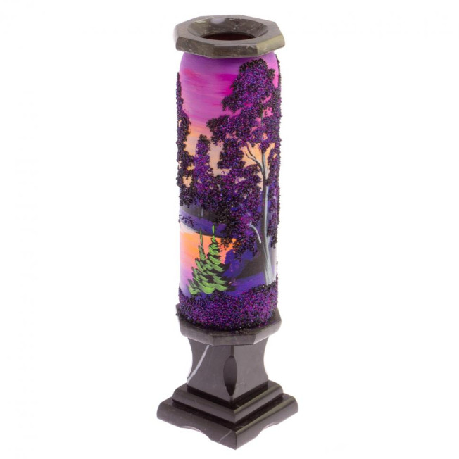 Каменная ваза "Рассвет" черный змеевик 8х8х29 см