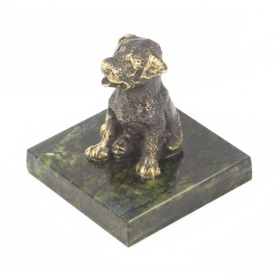 Статуэтка &quot;Собачка средняя №6&quot; из бронзы и змеевика