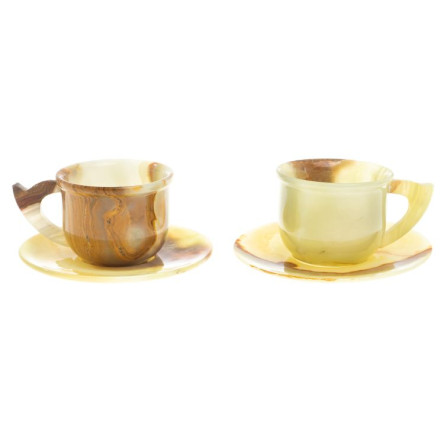 Чайная пара из камня оникс (2 чашки, 2 блюдца) 100 мл