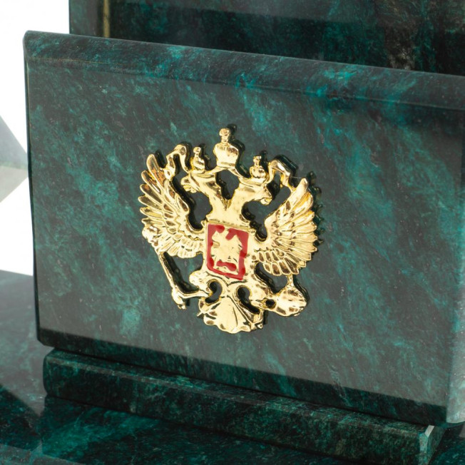 Письменный набор &quot;Герб РФ&quot; камень змеевик