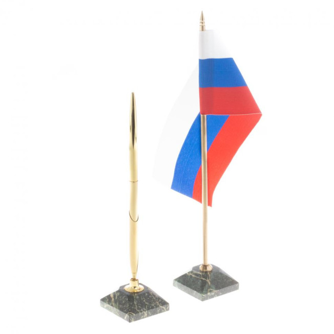 Письменный набор &quot;Герб РФ&quot; камень змеевик