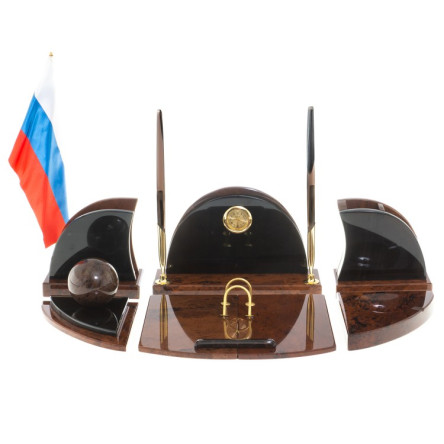 Письменный набор "Овальный" камень обсидиан