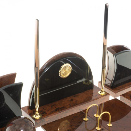 Письменный набор "Овальный" камень обсидиан