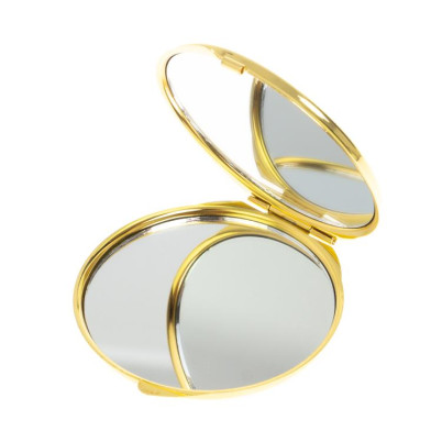 Зеркальце круглое из малахита с хризоколлой цвет золото