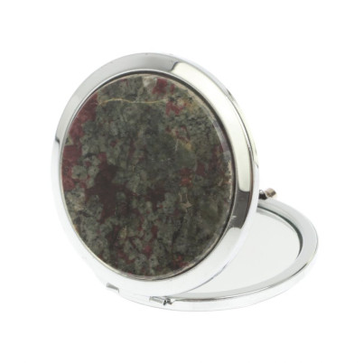 Зеркало круглое из камня эвдиалит цвет серебро