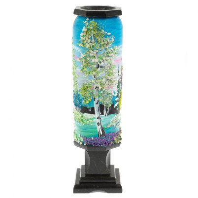 Ваза &quot;Весна&quot; из черного змеевика 8х8х29 см