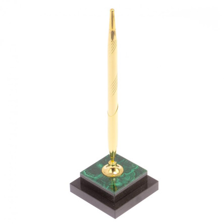 Квадратная подставка под ручку из малахита 6,5х6,5х21,5 см