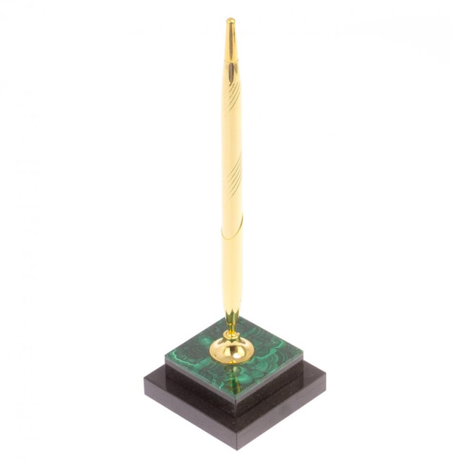 Квадратная подставка под ручку из малахита 6,5х6,5х21,5 см