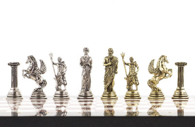 Шахматы "Римские лучники" 28х28 см из лемезита и мрамора