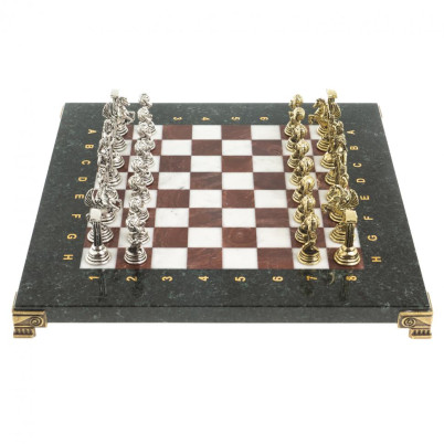 Шахматы &quot;Атлас&quot; доска 28х28 см из камня мрамор лемезит фигуры металлические