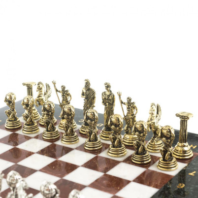 Шахматы &quot;Атлас&quot; доска 28х28 см из камня мрамор лемезит фигуры металлические