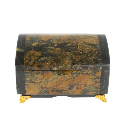 Шкатулка "Сундук" из лиственита и змеевика