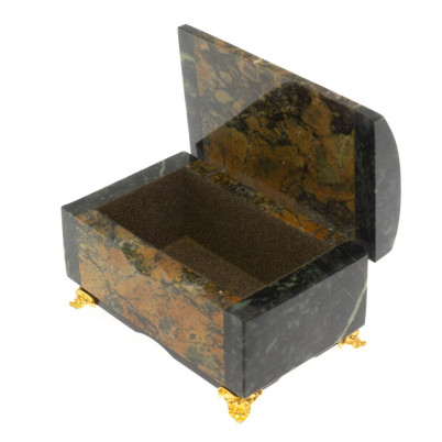 Шкатулка "Сундук" из лиственита и змеевика