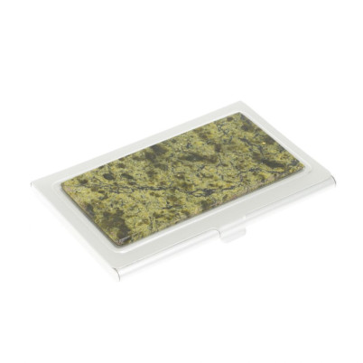 Карманная визитница со змеевиком цвет серебро