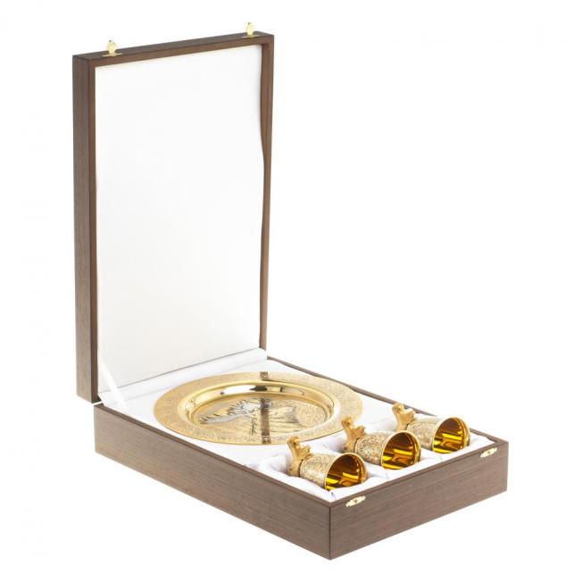 Подарочный набор "Лось" тарелка и 3 стопки перевертыша Златоуст