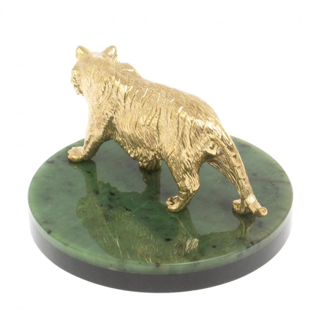 Бронзовая статуэтка &quot;Амурский тигр&quot; на подставке из нефрита