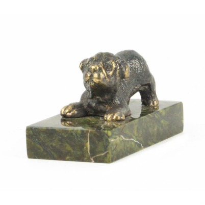 Статуэтка из бронзы и змеевика &quot;Собачка малая №4&quot;