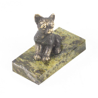 Статуэтка из бронзы и змеевика &quot;Собачка малая №10&quot;