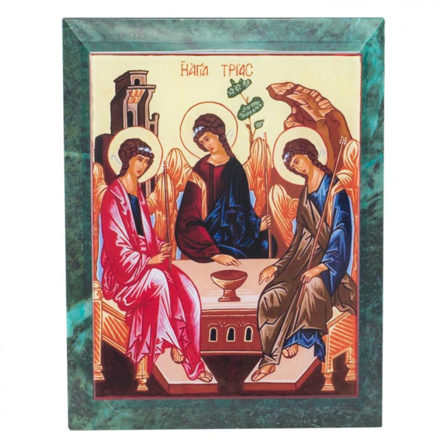 Икона настенная Святая Троица змеевик 14х18х1,2 см